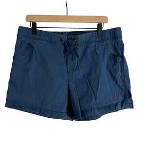 Eddie Bauer High Waist Drawstring Waistband Shorts Blue 14 Casual Outdoors